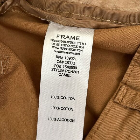NWOT Frame Pleat Front Wide Leg High Rise Cotton Chino Pants in Camel $348 Sz 30 - Picture 16 of 16